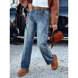 DStreet Spodnie damskie URBANNOW jeansowe cargo niebieskie | Shoptok.si