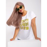 Fashion Hunters White and light green blouse plus size with print | shoptok.hr