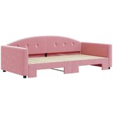 vidaXL Dnevni krevet na razvlačenje ružičasti 100 x 200 cm baršunasti | shoptok.hr