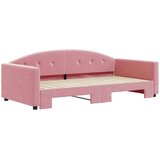 vidaXL Izvlečna dnevna postelja roza 100x200 cm žamet | Shoptok.si