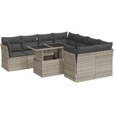 vidaXL Vrtna sedežna garnitura 9-delna z blazinami sv. siv poli ratan, (21781807) | Shoptok.si