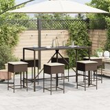 7-dijelni vrtni barski set s jastucima smeđi od poliratana Smeđa 180 x 70 x 110 cm | Shoptok.si