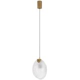 Nova Luce Medeninasta jeklena LED viseča svetilka s steklenim senčilom Shelina – | Shoptok.si
