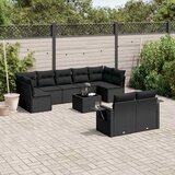  10-dijelni set vrtnih sofa s jastucima crni od poliratana Crna 85 x 62 x 69 cm | shoptok.hr