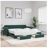 vidaXL Izvlečna dnevna postelja s predali tm. zelena 100x200 | Shoptok.si
