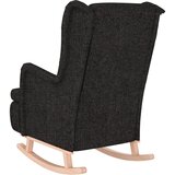  Fotelja s nogama za ljuljanje od kaučukovca crna od tkanine | shoptok.hr