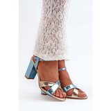 Boto Eco Leather Sandals with Block Heel in Blue-Gold Abilica | shoptok.hr