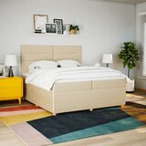  Krevet s oprugama i madracem krem 200 x 200 cm od tkanine | shoptok.hr