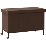 vidaXL Vrtna kutija za pohranu s kotačima smeđa 110x55x73 cm poliratan | shoptok.hr