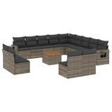  The Living Store Vrtna sedežna garnitura 14-delna z blazinami siv poli ratan - Vrtna Sedežna Garniture, (21447704) | Shoptok.si