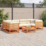  7-dijelni set vrtnih sofa s jastucima voštano smeđi od borovine | shoptok.hr