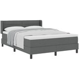 vidaXL Postelja s podnožjem z vzmetnico temno siva 140x200 cm tkanina, Vzglavnik linijskega oblikovanja temno siva 140 cm tkanina | Shoptok.si