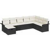 vidaXL Vrtna sedežna garnitura z blazino 8 pcs Črna in krem poli ratan, (5000085081) | Shoptok.si