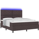 vidaXL Postelja z vzmetnico in LED temno rjav 180x200 cm tkanina, (22083622) | Shoptok.si