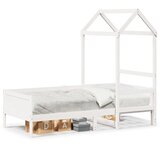 vidaXL Dnevna postelja s streho bela 90x190 cm trdna borovina Cene