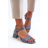 EVENTO Women's Sandals On Block Heel In Blue Faux Suede Leisha | Shoptok.si