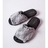 Gemre Black slippers with gray fur INBLU | shoptok.hr
