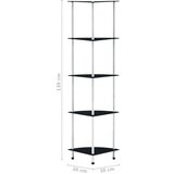 vidaXL Police s 5 razina crne 30 x 30 x 130 cm od kaljenog stakla | shoptok.hr