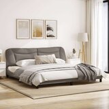  Okvir kreveta s LED svjetlima smeđesivi 200 x 200 cm od tkanine | shoptok.hr