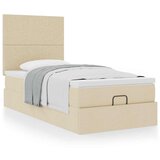 vidaXL Otomanski posteljni okvir z vzmetnico krem 100x200 cm blago Cene