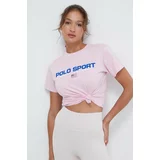 Polo Ralph Lauren Bombažna kratka majica ženski, roza barva