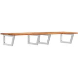  Zidna polica za umivaonik od čelika i masivnog bagremovog drva Smeđa 140 x 50 x 2 cm | shoptok.hr
