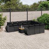  11-dijelni set vrtnih sofa od poliratana s jastucima crni Crna 71 x 62 x 69 cm | Shoptok.si