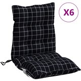 Jastuci za stolicu niskog naslona 6 kom crni karirani tkanina | shoptok.hr