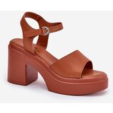 Boto Women's Sandals On Chunky Heel And Platform Made Of Eco Leather Camel Korlevia | shoptok.hr