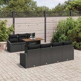 vidaXL 8-delni vrtni kavč set z blazinami Črna Poly Ratan | Shoptok.si