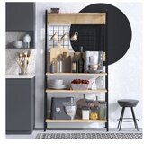Hanah home Barista - Sapphire Oak, Black Sapphire OakBlack Coffee Bar Cabinet Cene