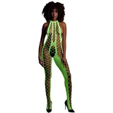 Ouch! Glow in the Dark Bodystocking with Halterneck Neon Green S/M/L