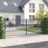 vidaXL Kapija s vrhom u obliku koplja Siva 404 x 150 cm Čelik | shoptok.hr