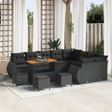 vidaXL set vrtnih sofa od 13 komada s jastucima Crni poli ratan akacija, set vrtnih obroka od 4 komada s jastucima Crni poli ratan akacija | shoptok.hr