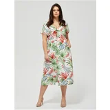 Moodo White Summer Dress with Tropical Pattern - Women