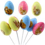  Easter Eggs On A Wire Pick Colorful With Bunnies Decoration 6pcs | shoptok.hr