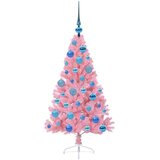 vidaXL Umjetna preddekorirana božićna jelka Roza 120 cm PVC | Shoptok.si