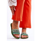 Kesi Women's decorated slippers Green Bellisa Cene