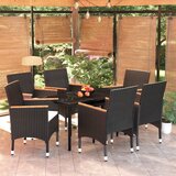  7-dijelni vrtni blagovaonski set s jastucima crni | shoptok.hr
