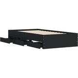 vidaXL Posteljni okvir s predali črn 100x200 cm inženirski les | Shoptok.si