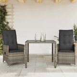 vidaXL 3-dijelni bistro set od poliratana s jastucima sivi Cijene
