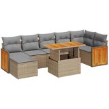 vidaXL 7-dijelni set vrtnih sofa s jastucima bež od poliratana bagrem | shoptok.hr