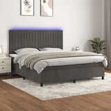  Box spring postelja z vzmetnico LED temno siva 160x200 cm žamet, (20789356) Cene