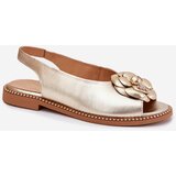 CheBello Leather Flat Sandals With Decoration 4642 Gold | shoptok.hr