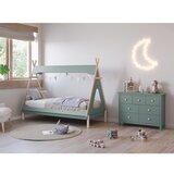 Marckeric Modrozelena otroška postelja iz masivnega bora v obliki hiške 90x190 cm Nora – | Shoptok.si