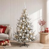  Umjetno božićno drvce s kuglicom 150 cm 150 LED lampica - Zelena i bijela 150 cm s LED žaruljama i bijelim kuglicama | shoptok.hr