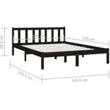 vidaXL Posteljni okvir črn iz trdne borovine 135x190 cm UK Double | Shoptok.si