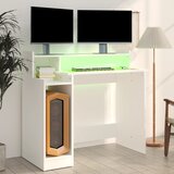  Radni stol s LED svjetlima bijeli 97x45x90 cm konstruirano drvo | shoptok.hr