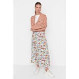 Trendyol Lilac Floral Patterned High Waist Viscose Skirt Cene