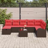  Kavčna garnitura z blazino 9 pcs Rjava in rdeča poli ratan, (5000137871) | Shoptok.si